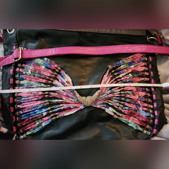 Nicole Lee Black Flower MultiColor Butterfly Shoulder Bag - Picture 3 of 16